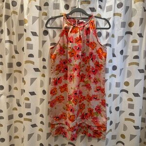 LOFT Pink and Orange Floral Blouse